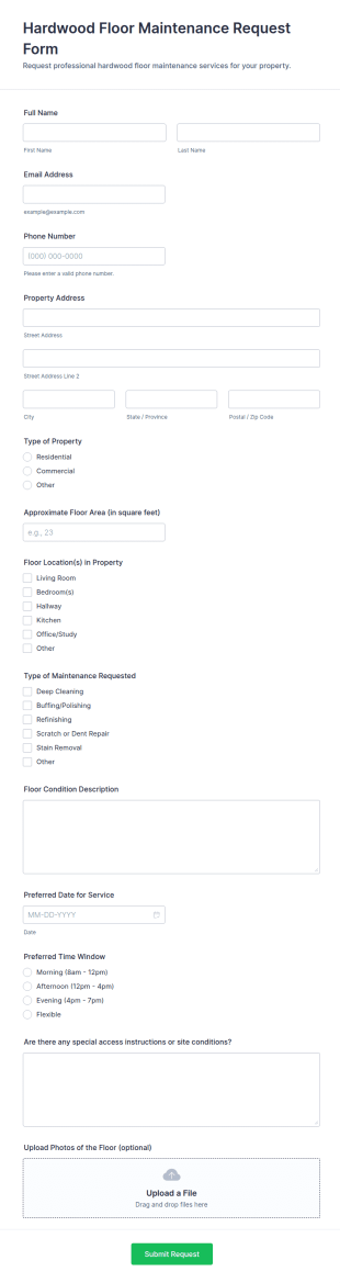Hardwood Floor Maintenance Request Form Template