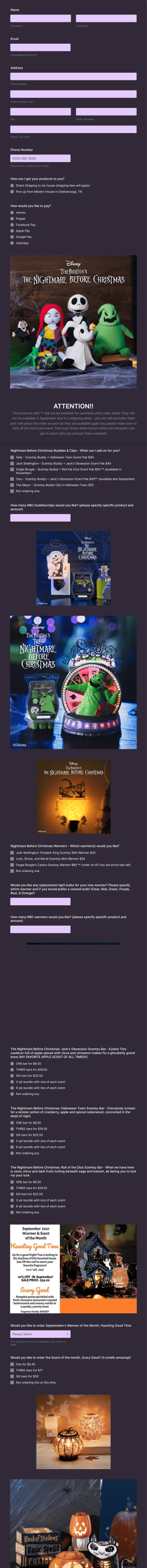 Harvest Collection 2021 & Sept WOTM PREORDER Form Template