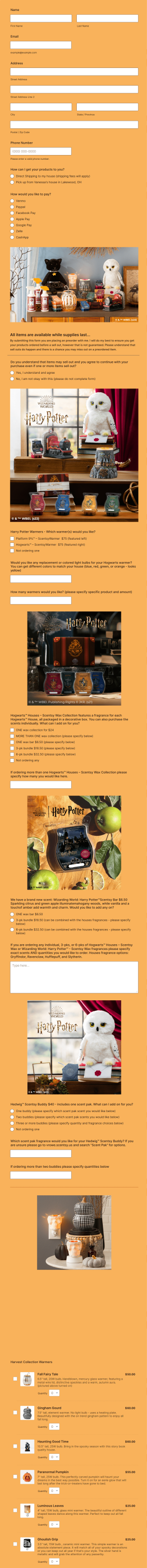 Harvest Collection 2022 PREORDER FORM Vanessa Rowe