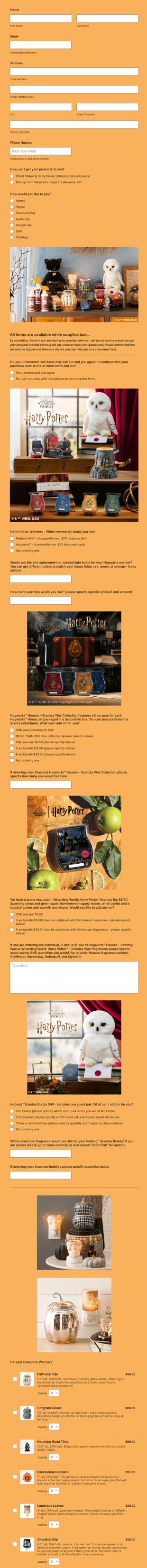 Harvest Collection 2022 PREORDER FORM Vanessa Rowe