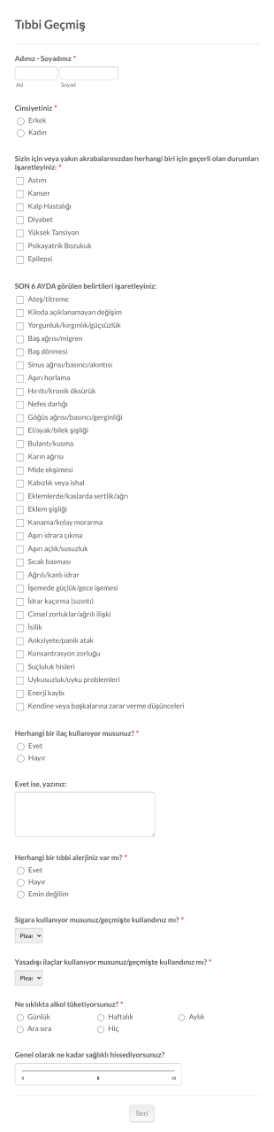 Hasta İlk Ziyaret Form Şablonu