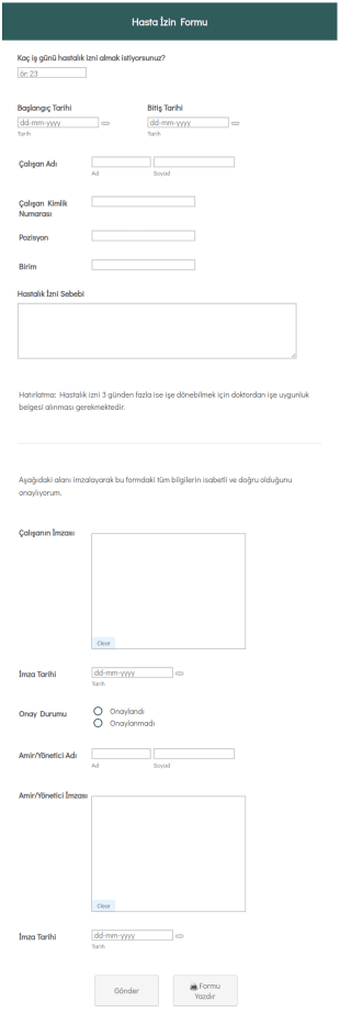 Hasta İzin Form Şablonu