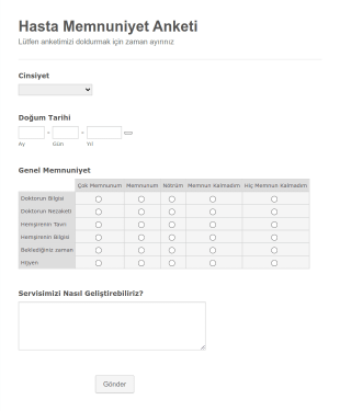 Hasta Memnuniyet Anketi Form Şablonu