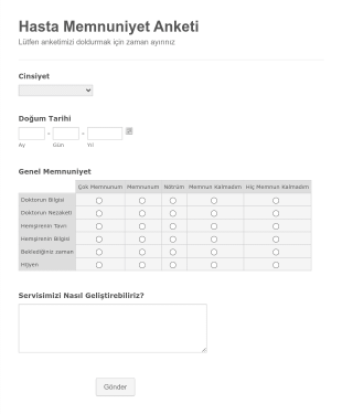 Hasta Memnuniyet Anketi Form Template