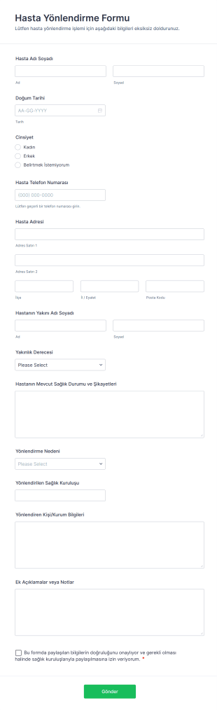Hasta Yönlendirme Form Template