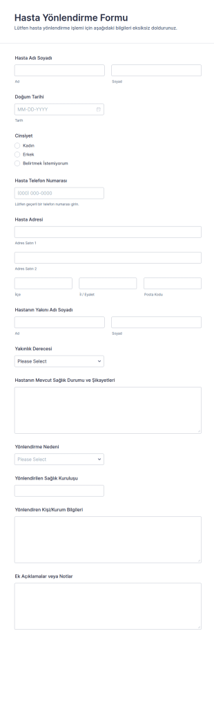 Hasta Yönlendirme Form Şablonu