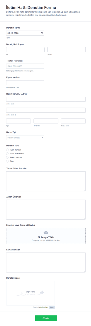 İletim Hattı Denetim Form Şablonu