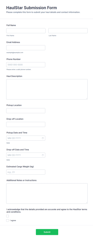 HaulStar Submission Form Template