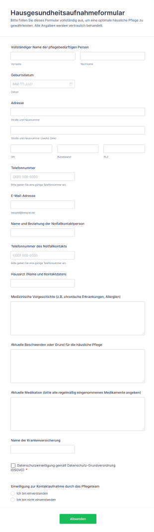 Hausgesundheitsaufnahmeformular