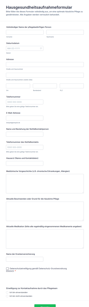 Hausgesundheitsaufnahmeformular