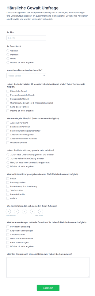 Häusliche Gewalt Umfrage