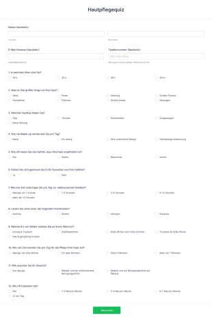 Hautpflegequiz Form Template