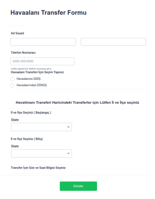 Havaalanı Transfer Form Şablonu