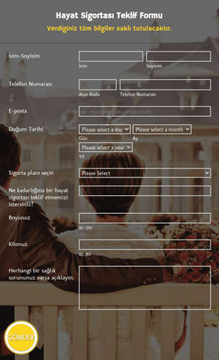 Hayat Sigortası Teklif Form Şablonu