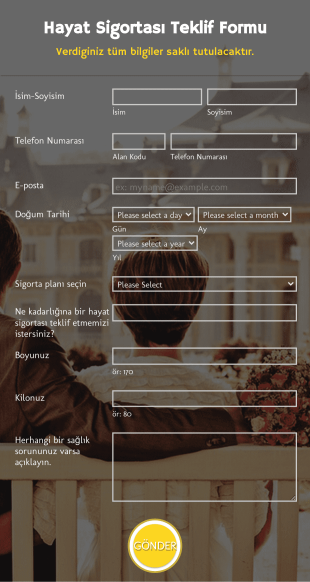 Hayat Sigortası Teklif Form Template