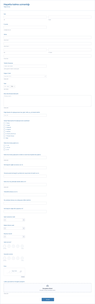 Hayatta Kalma Uzmanlığı Form Şablonu