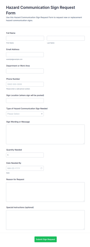 Hazard Communication Sign Request Form Template