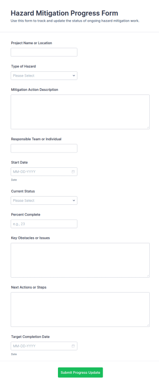 Hazard Mitigation Progress Form Template