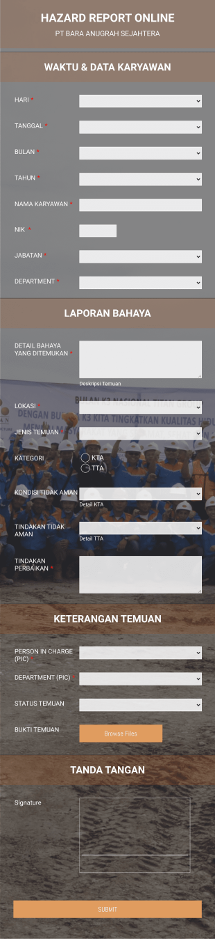 Hazard Report Online Form Template