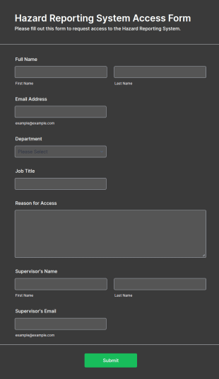 Hazard Reporting System Access Form Template