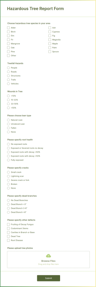 Hazardous Tree Report Form Template