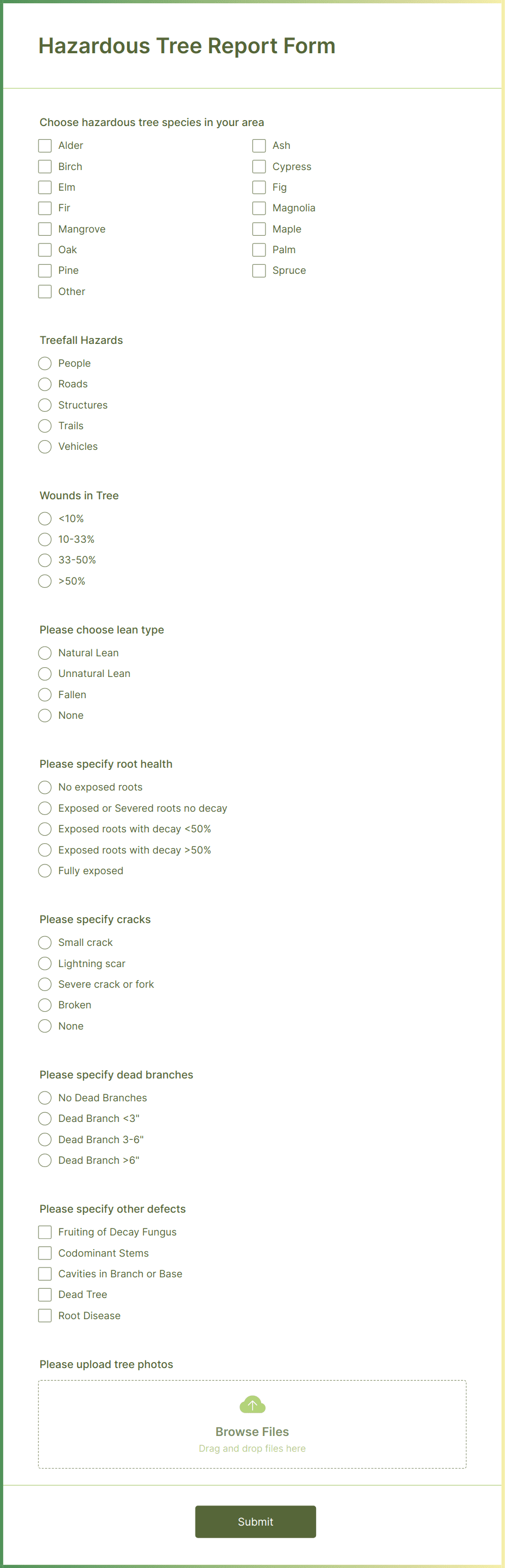 Hazardous Tree Report Form Template | Jotform