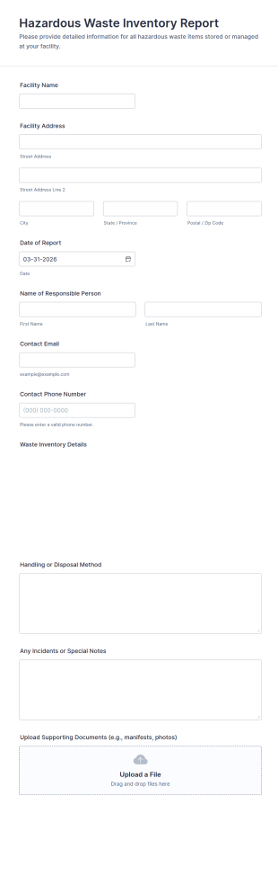 Hazardous Waste Inventory Report Form Template