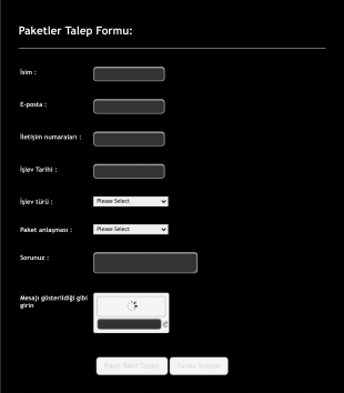 HBCDJ Paketleri Sorgulama: Form Şablonu