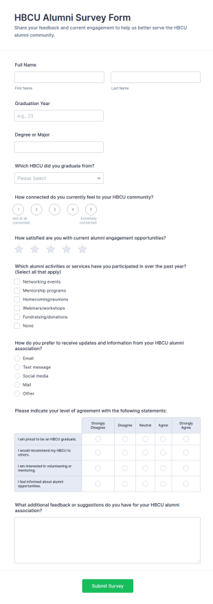 HBCU Alumni Survey Form Template