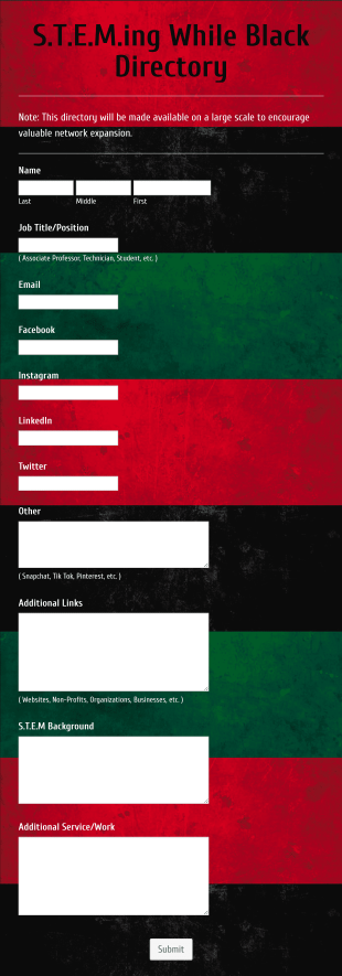 HBCU Homecoming Edition Of S.T.E.Ming While Black Career Pathway Directory Form Template