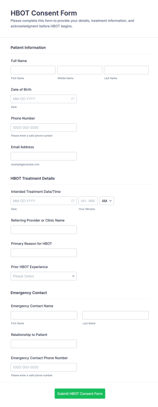 HBOT Consent Form Template