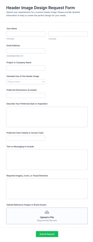 Header Image Design Request Form Template