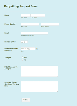 Heading Form Template
