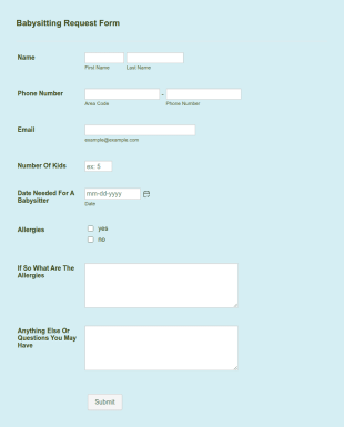 Heading Form Template