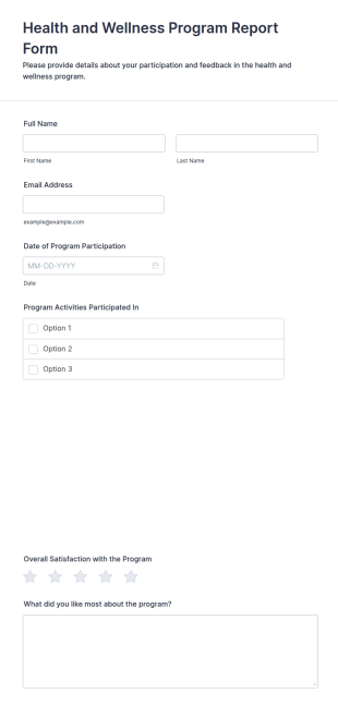 Health And Wellness Program Report Form Template