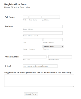 Health Anxiety Workshop Registration Form Template