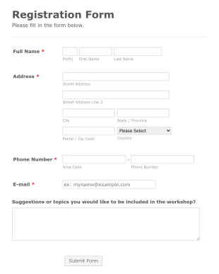 Health Anxiety Workshop Registration Form Template