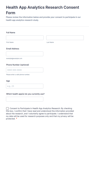 Health App Analytics Research Consent Form Template