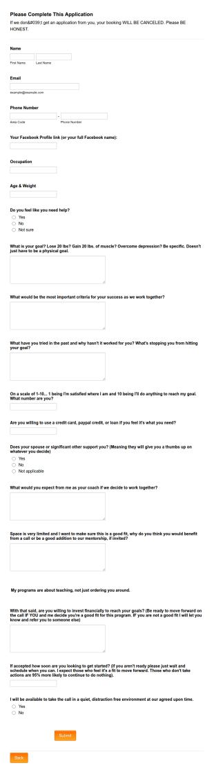 Health Application Form Template