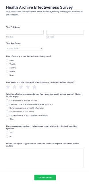 Health Archive Effectiveness Survey Form Template