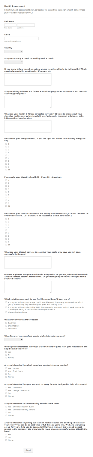 Health Assessment Template