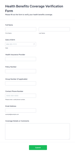 Health Benefits Coverage Verification Form Template