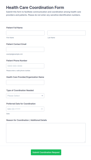 Health Care Coordination Form Template