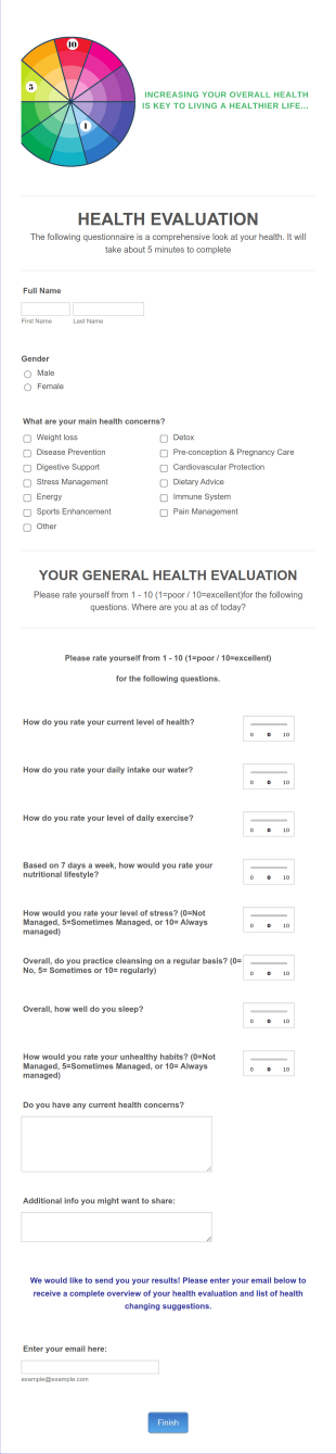 Health Check Evaluation Form Template