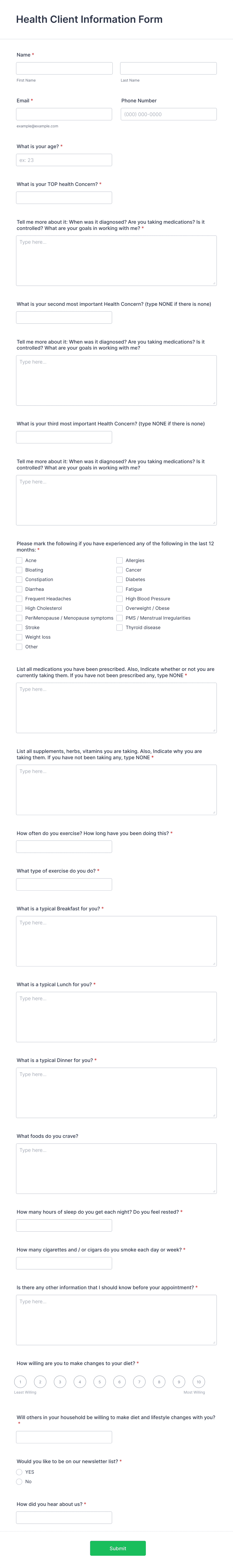 Health Client Information Form Template | Jotform