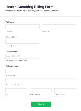 Health Coaching Billing Form Template