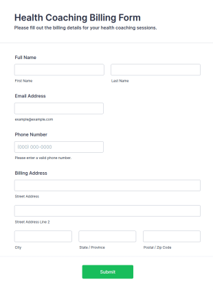 Health Coaching Billing Form Template