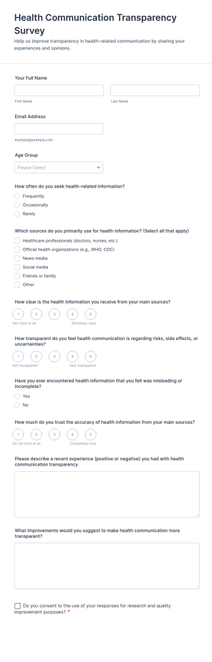 Health Communication Transparency Survey Form Template
