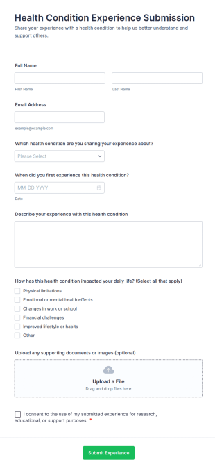 Health Condition Experience Submission Form Template