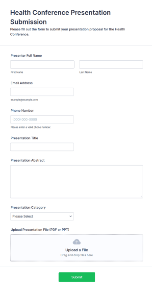 Health Conference Presentation Submission Form Template